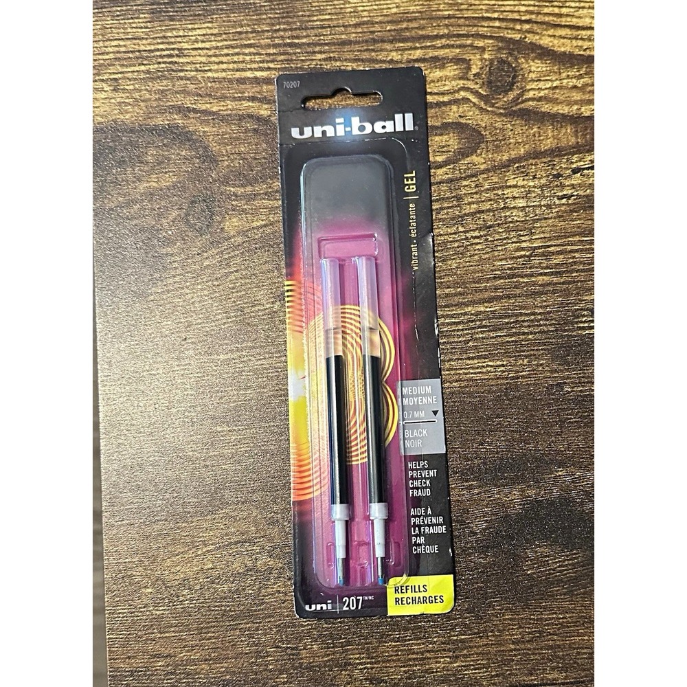 uni-ball Signo 207 Retractable Gel Pen Refills Black 0.7mm Medium 2 Pack